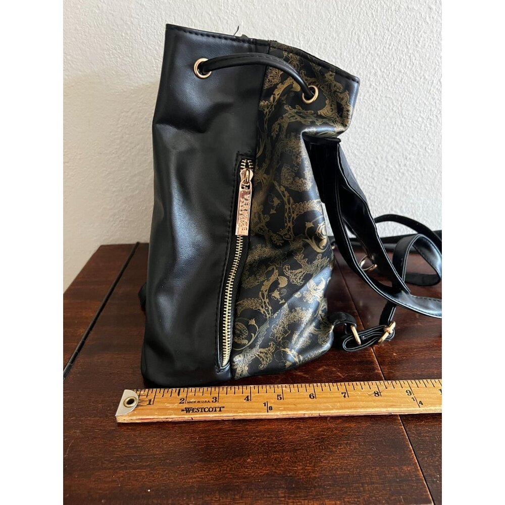 Versace Parfums Backpack Black Gold Adjustable Straps & Zip Pockets Vegan Faux L - Picture 5 of 15
